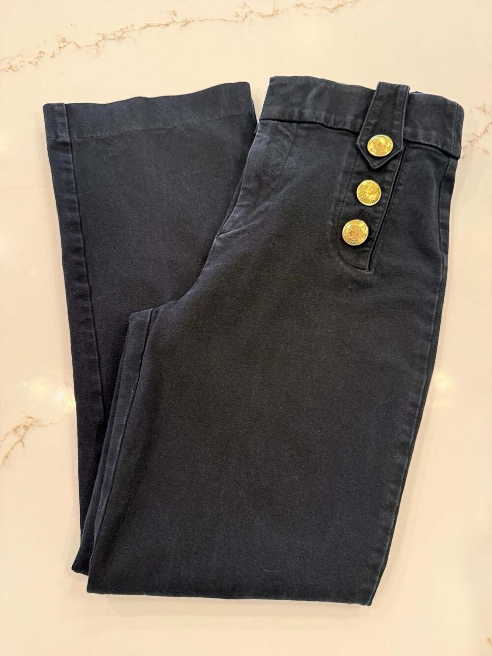 Lilly Pulitzer Worth Flare Button Sailor Pants Black